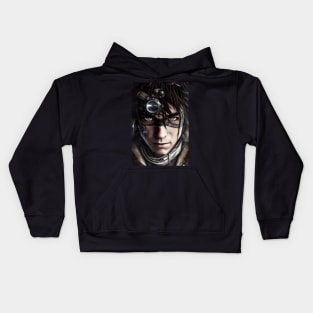 Captivating Cyberpunk Portrait of a Young Man Kids Hoodie